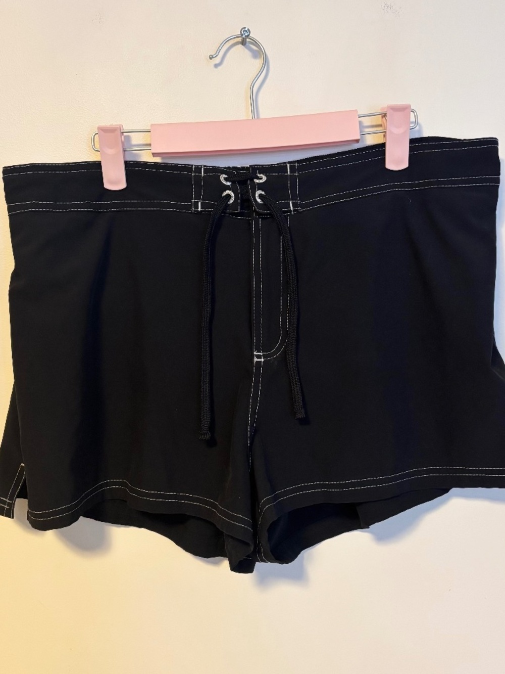 ZeroXposur Beach Trendy Low Rise Swim Board Shorts Drawstring Black Womens 14